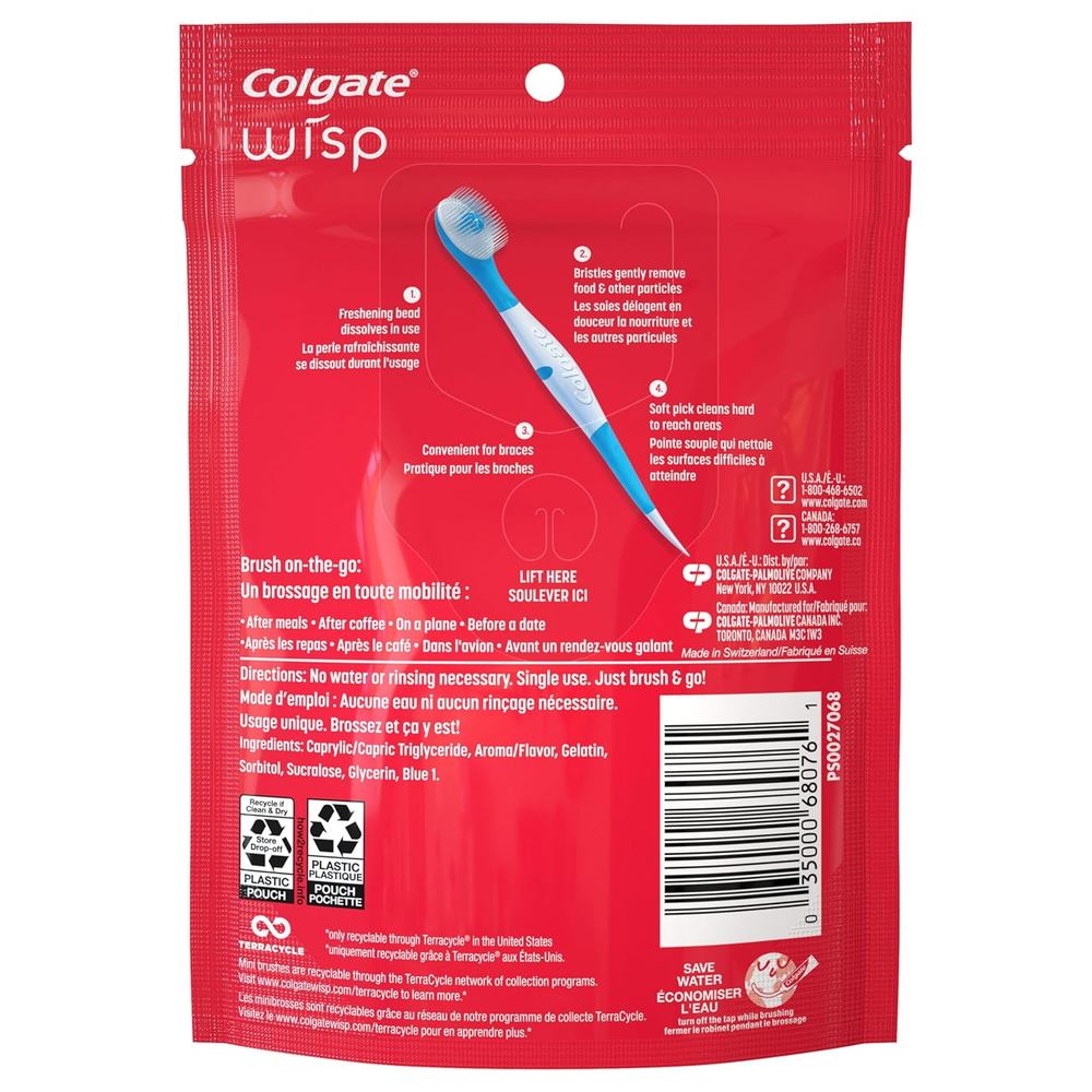 Colgate Max Fresh Wisp Travel Toothbrushes, Peppermint, 24 Count (4 Pack)