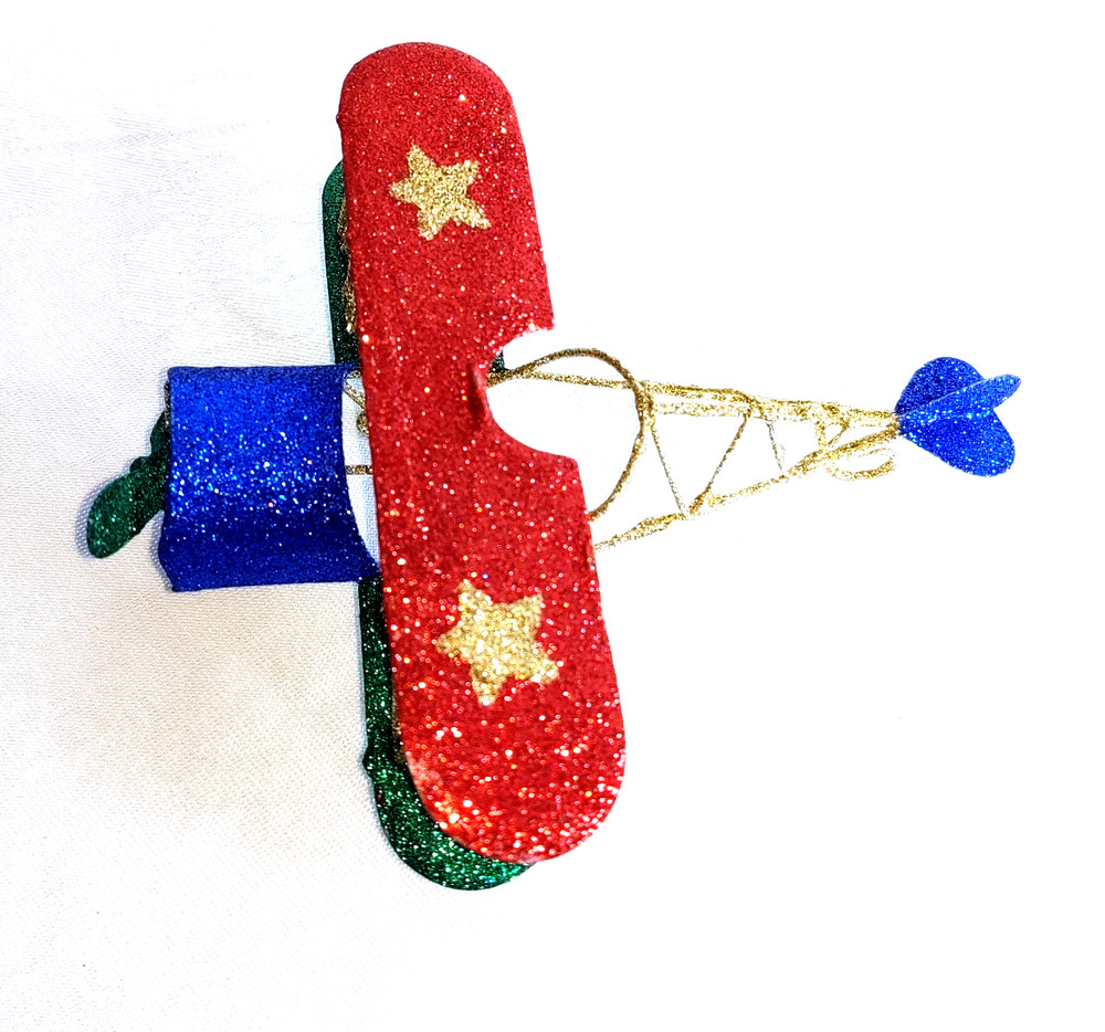 PIER ONE GLITTERED PLANE ORNAMENT