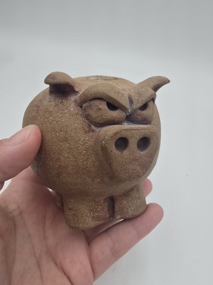 Handmade Angry Pig Pottery Toothbrush Holder