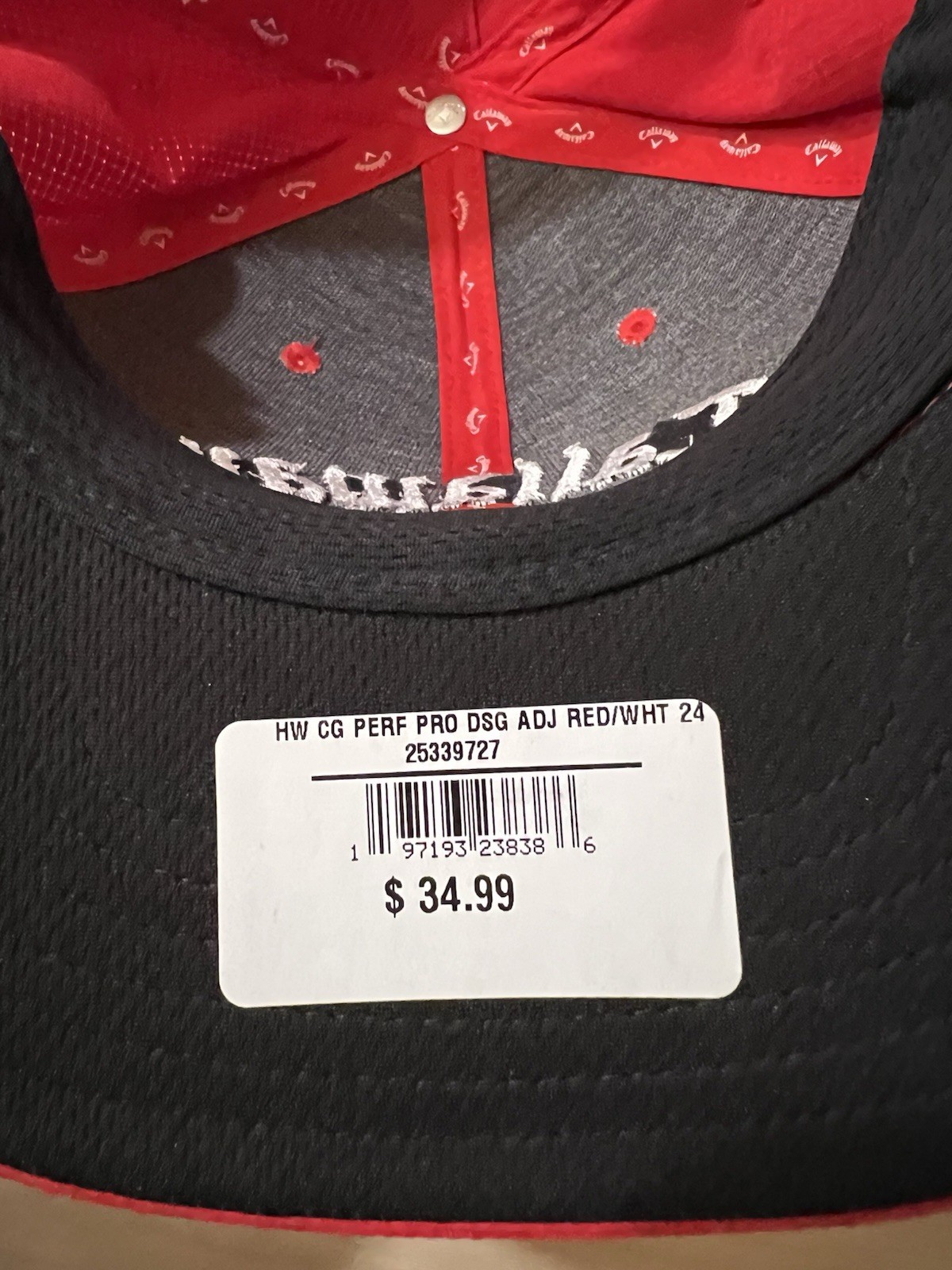 NWT Callaway Performance Pro Odyssey Red Adjustable Strapback Golf Hat Cap New