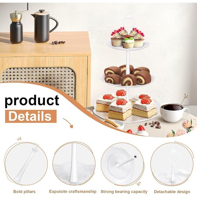 Premium Plastic Dessert Table Display Set Rectangular Reusable Tray Safe Parties