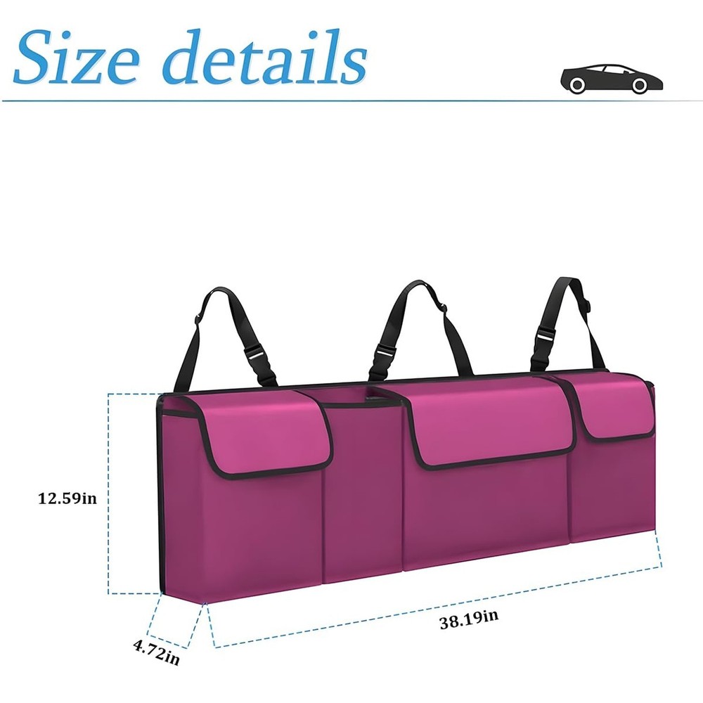 Hanemia Car Trunk Organizer, Backseat Hanging Storage with 4 Large Pockets, C...