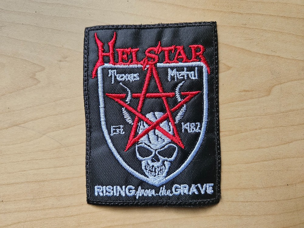 HELSTAR,SEW ON WHITE AND RED EMBROIDERED PATCH