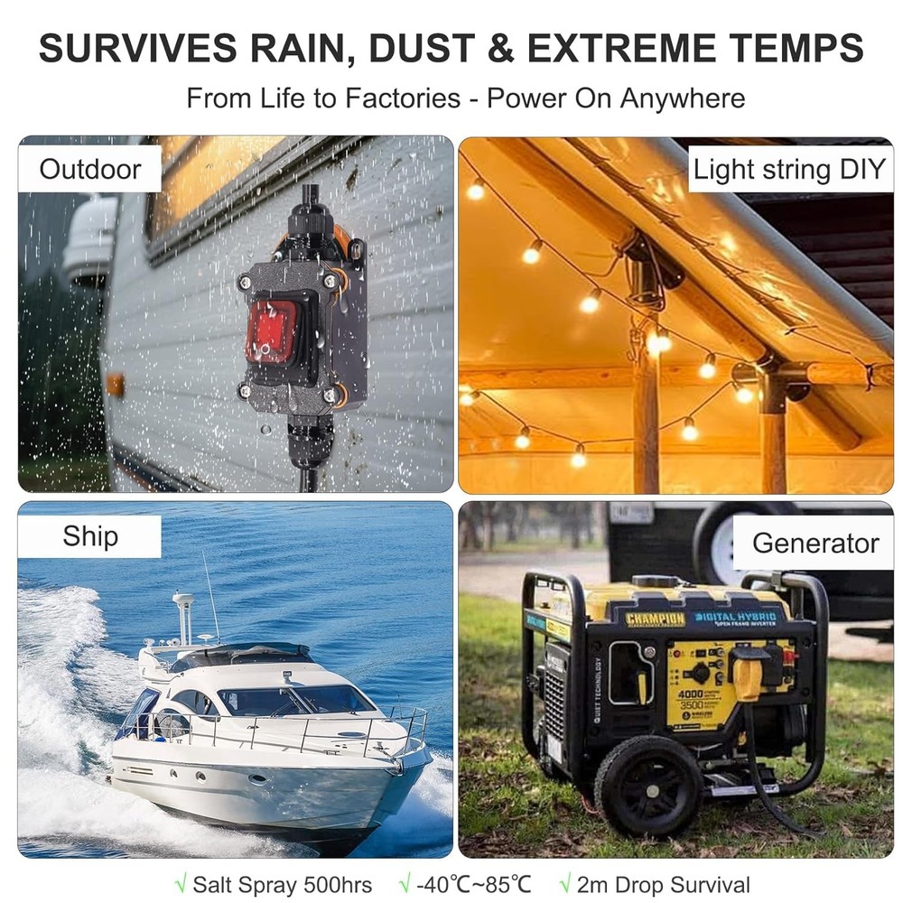 IP67 Waterproof Inline Switch with Red Light Rocker Button, On Off Toggle...