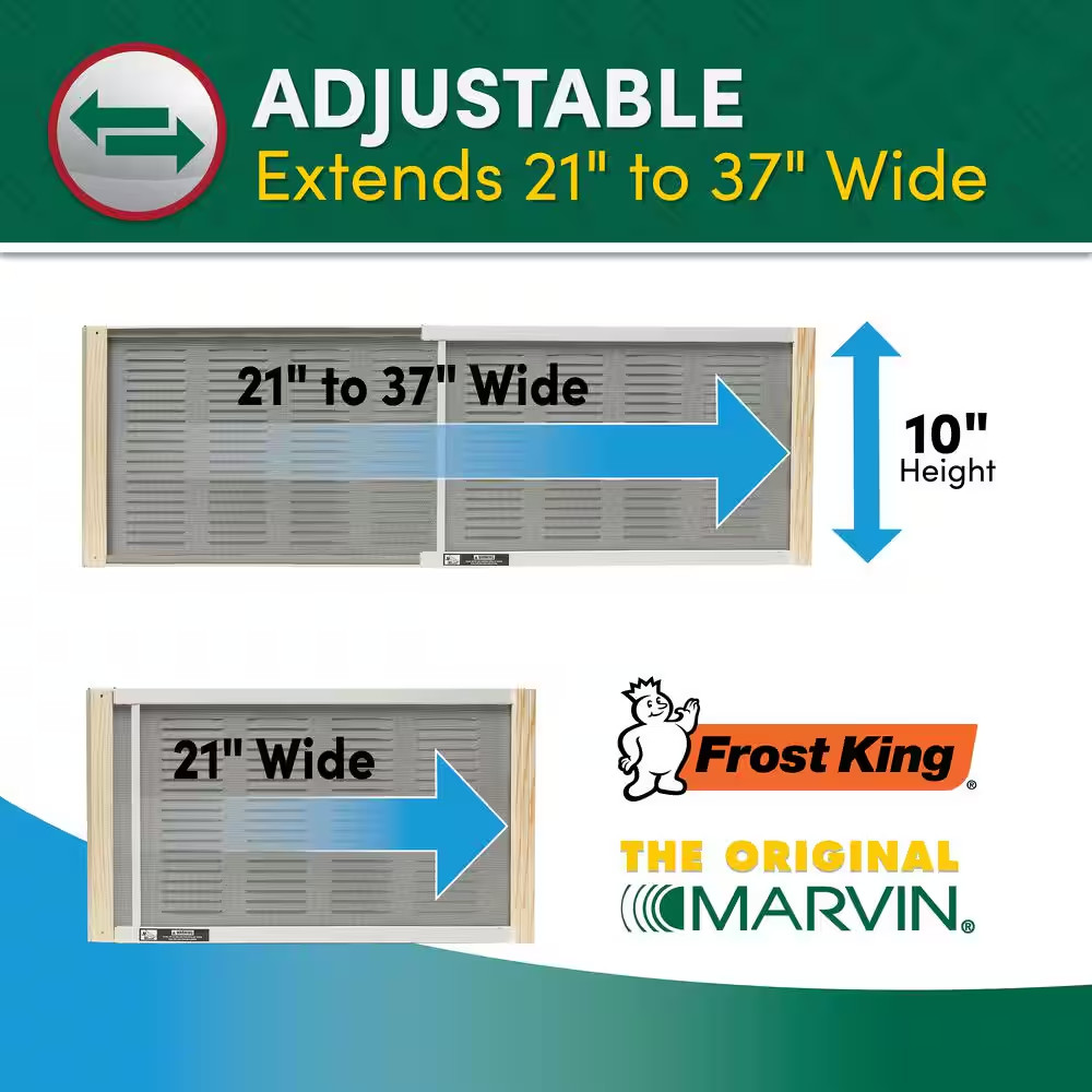 Adjustable Vented Metal Window Mesh Bug Screen Ventilator Sliding Louver 10"x37"