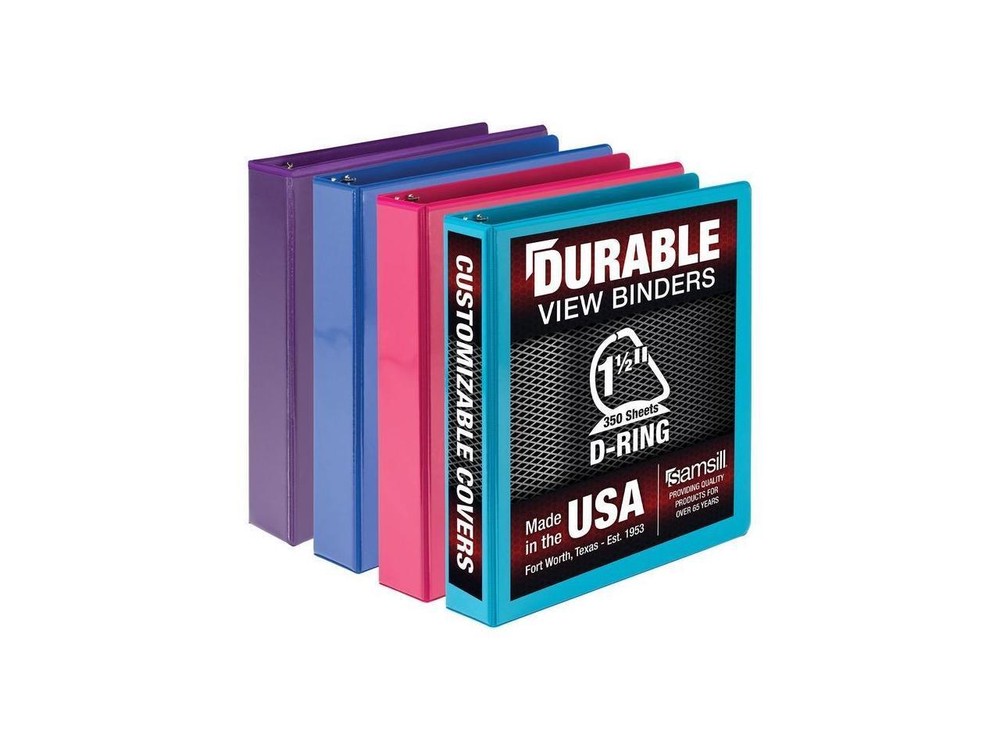 Samsill Durable View Ring Binders 3 Round Ring Assorted Color 4 Pack (MP46459)