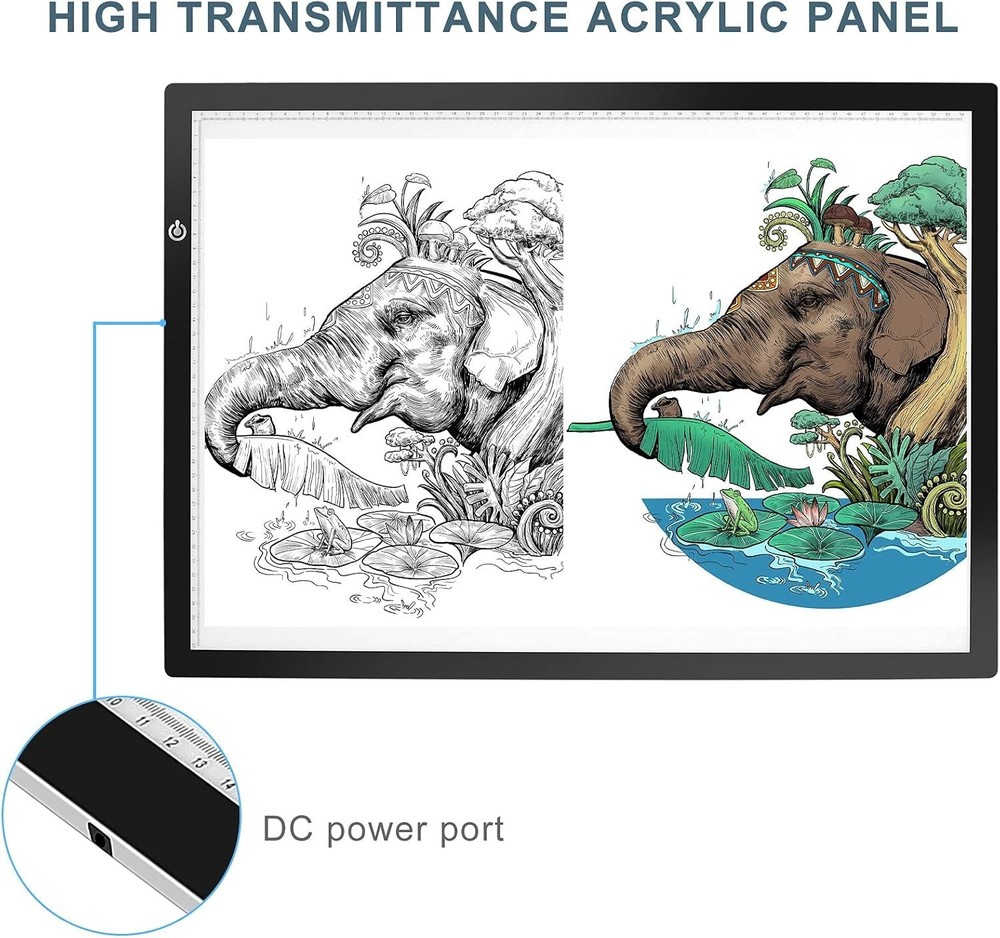 A2 LED Copy Board Light Tracing Box, Ultra-Thin Adjustable Artcraft LED Trace...