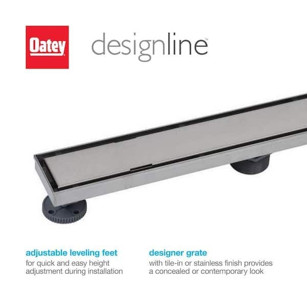 Oatey Designline 28 in Rectangular Linear Shower Drain Tile In Stainless Steel