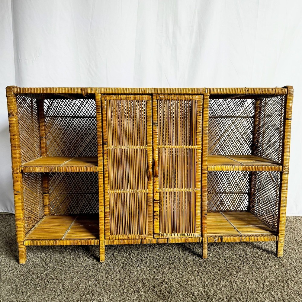 Boho Chic Wicker Wrapped Credenza