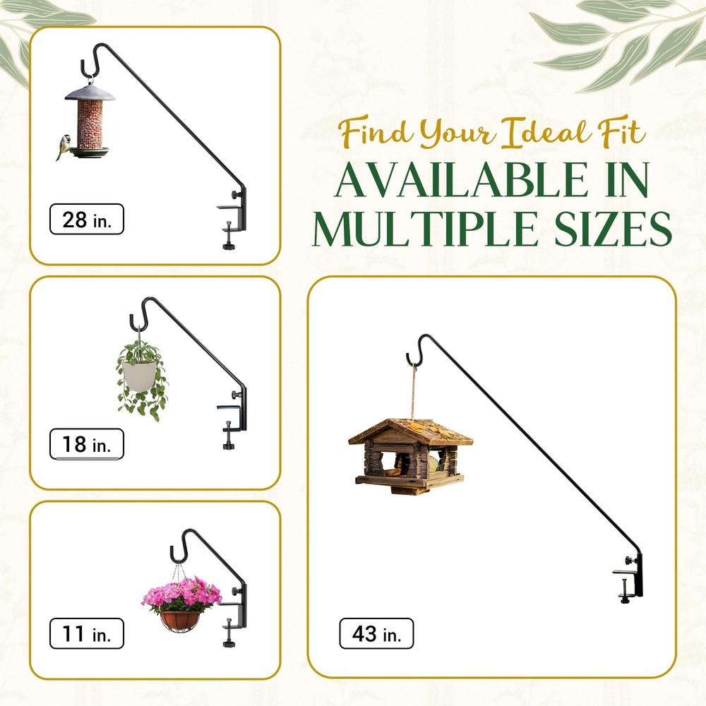 Deck Bird Feeder Hanger for Railing, 11inch Deck Hook for Bird Feeder Pole, D...