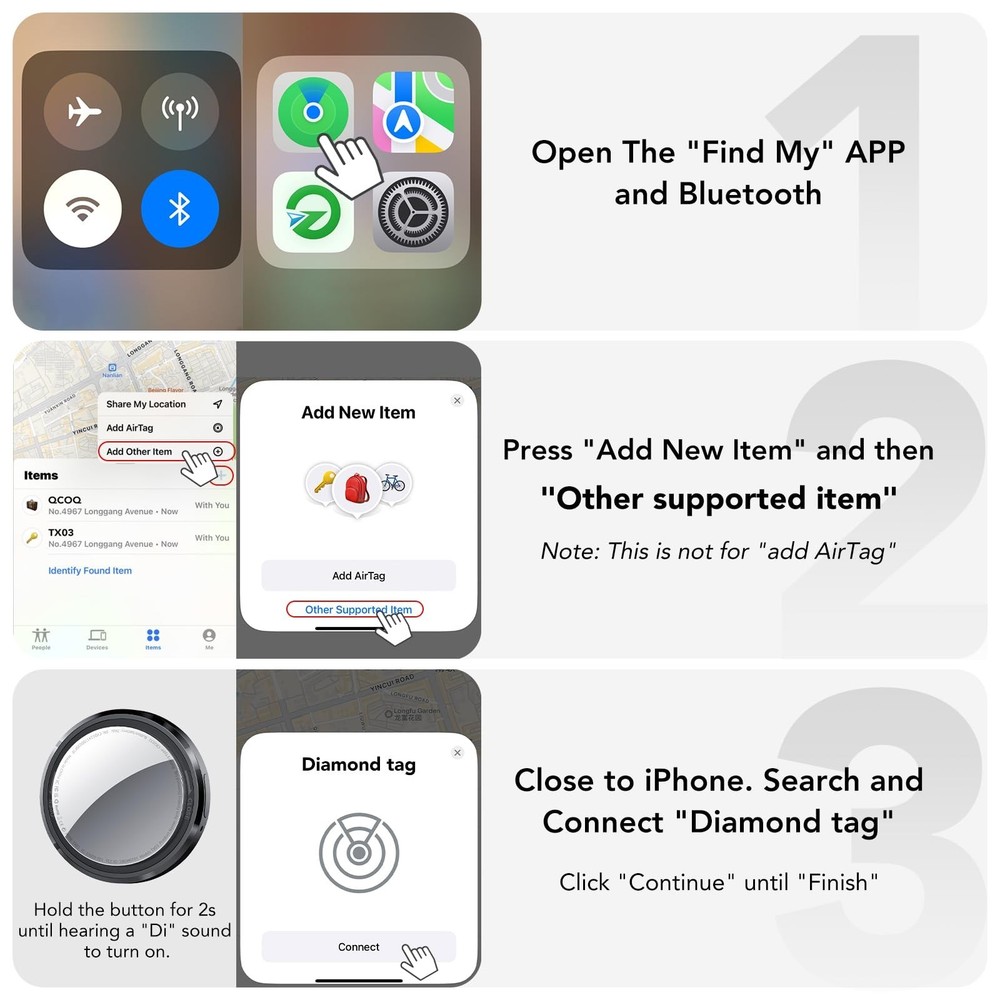 Air Tracker Tags-4 Pack Black | Bluetooth Tracker Work with Apple Find My (iO...