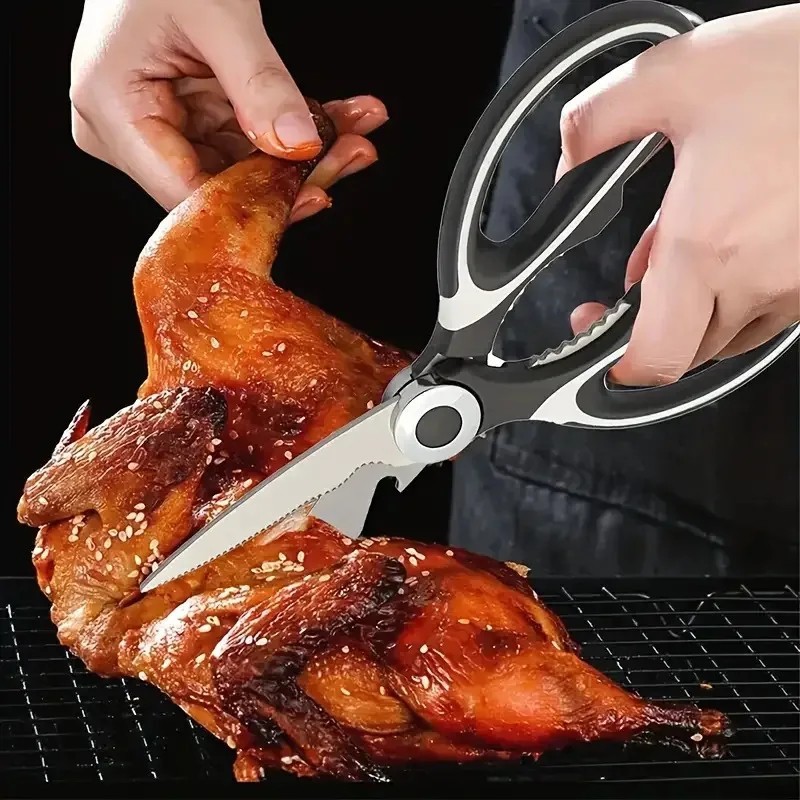 Multifunctional Stainless Steel Kitchen Scissors with Bottle Opener Tool