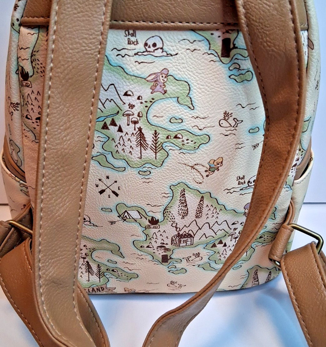 Loungefly Disney Peter Pan All Over Neverland Map Print Mini Backpack Rare HTF