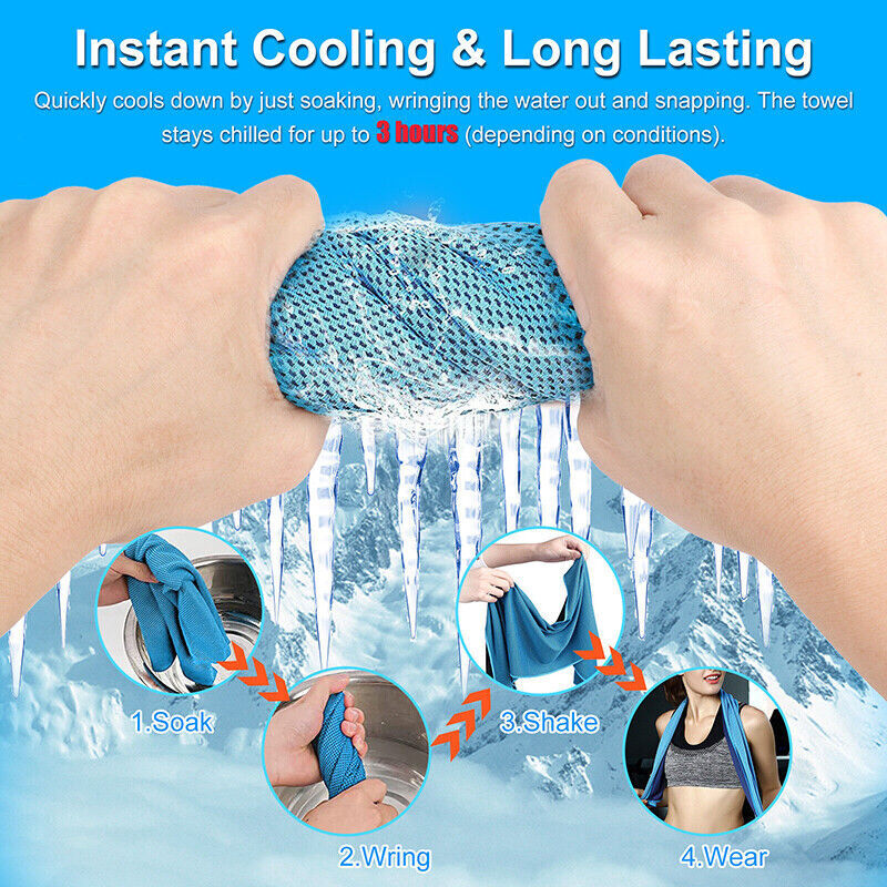 1-4PCS Cooling Towel For Neck and Face Cool Ice Sport Workout Yoga Sweat Towels