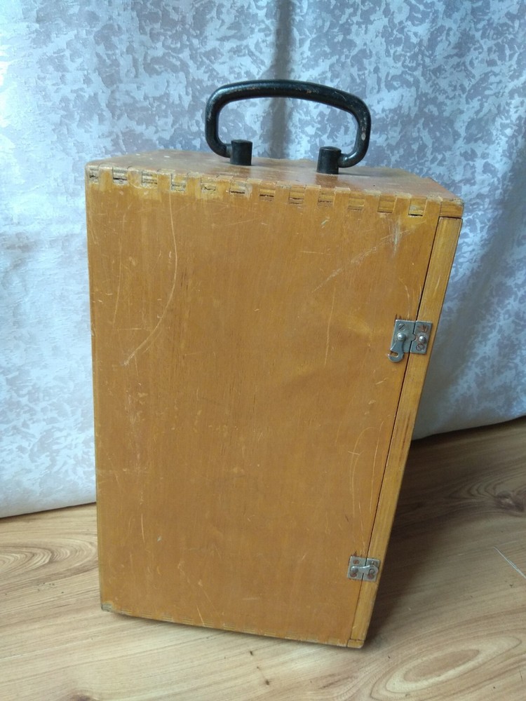RARE Vintage Wooden Microscope Original Box antique