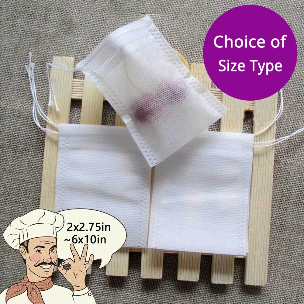 Assorted Sizes Non-woven Empty Tea Bags Loose Herbs Teabag with Drawstring