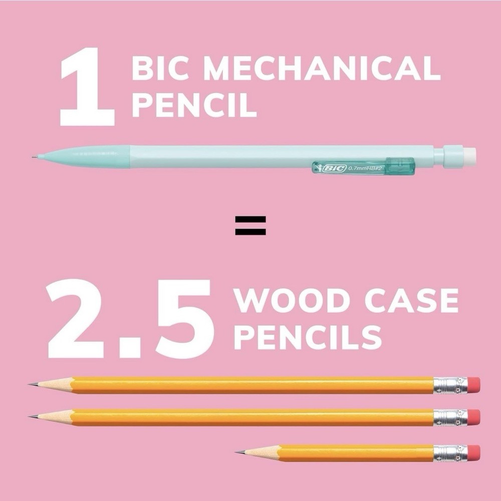 BIC Xtra Smooth Mechanical Pencil with Erasers, 0.7 mm Point, Refillable