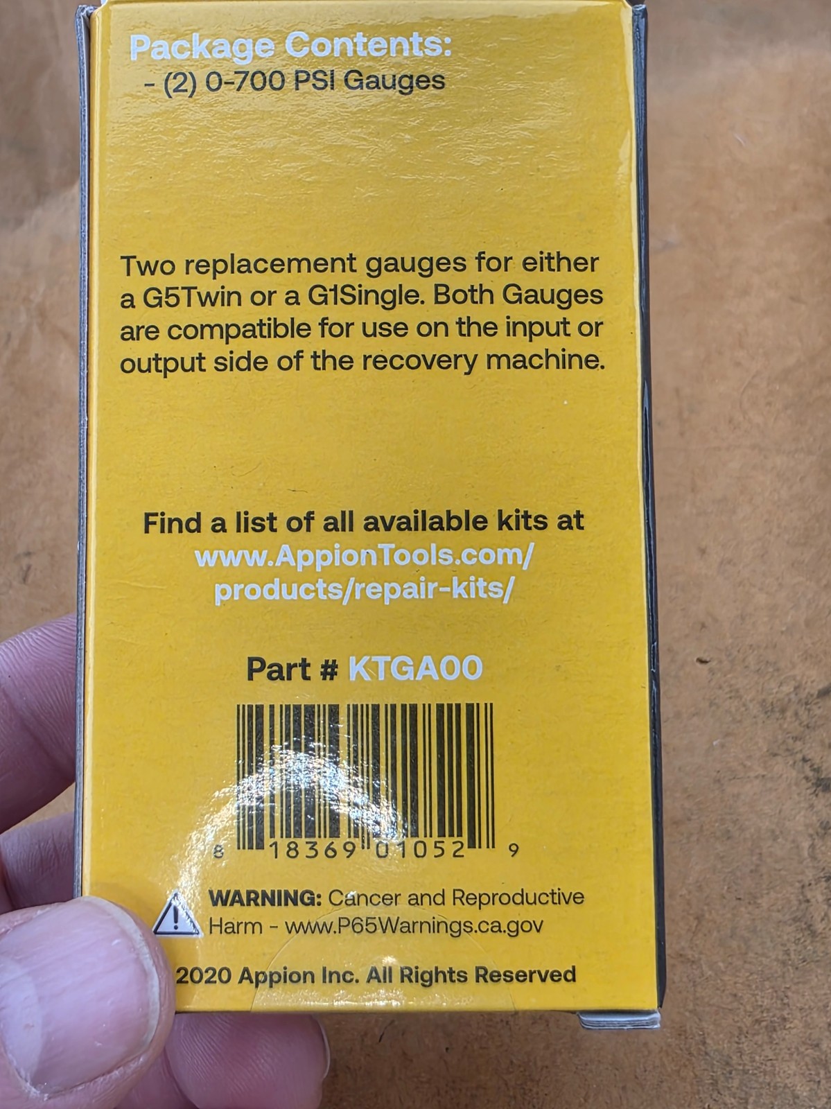 NEW Appion G5 Twin, G1 Single, TWO Gauge Set, PART# KTGA00 FREE SHIPPING