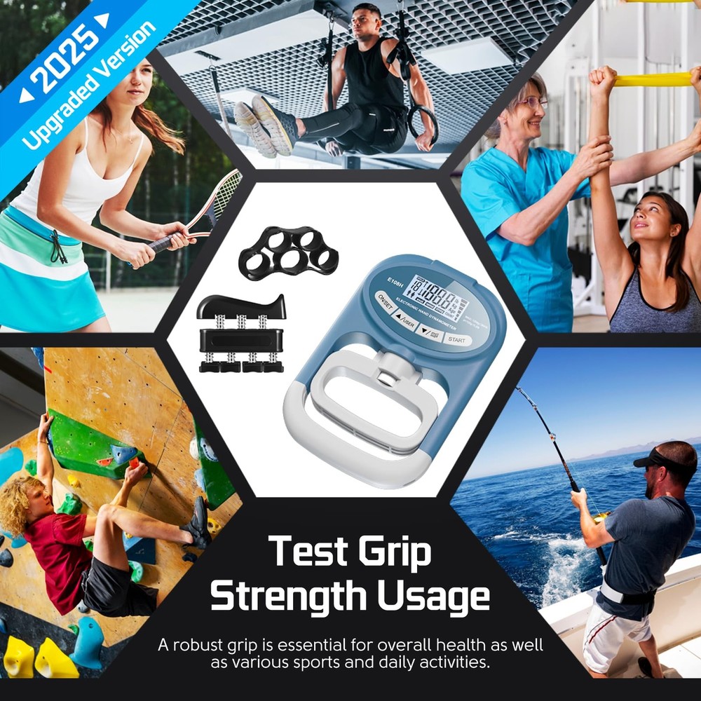 Grip Strength Tester Hand Dynamometer - Electronic Meter Digital Agarre Blue