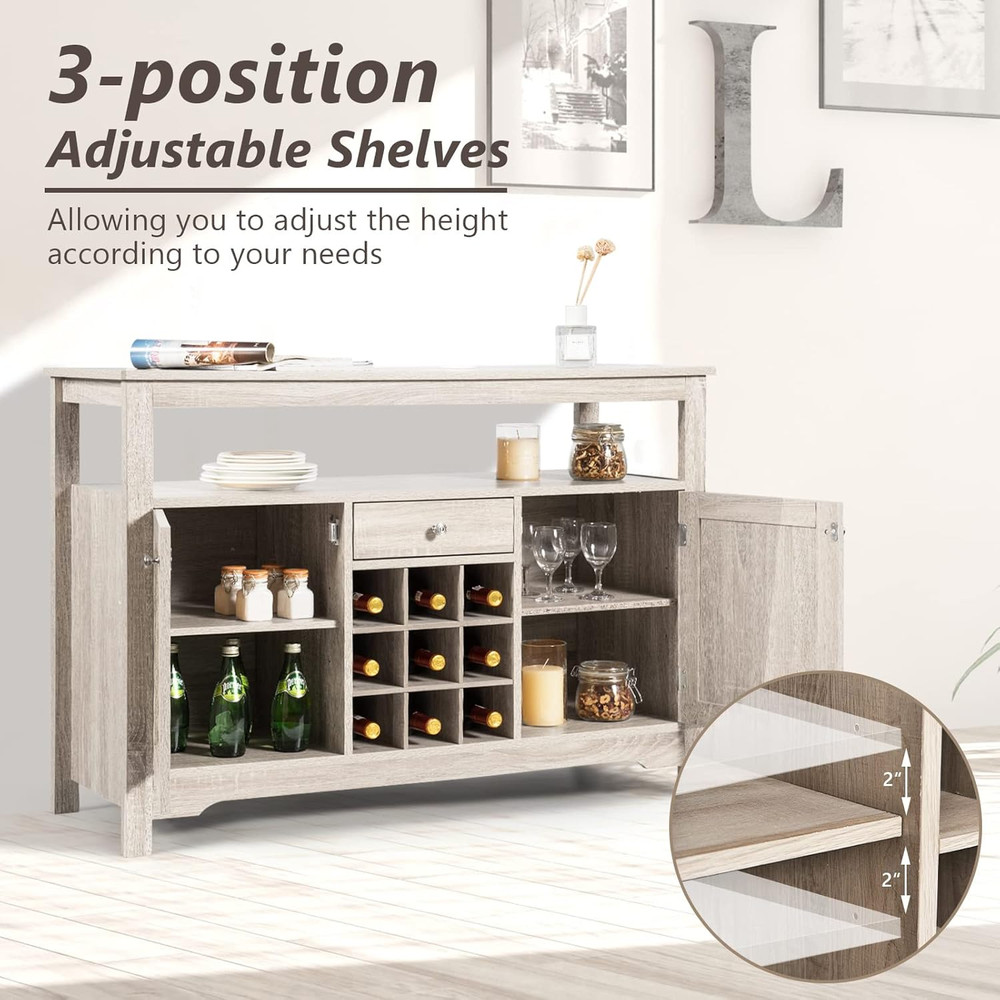 Elegant Buffet Cabinet with Wine Rack & Storage - Versatile Console Table