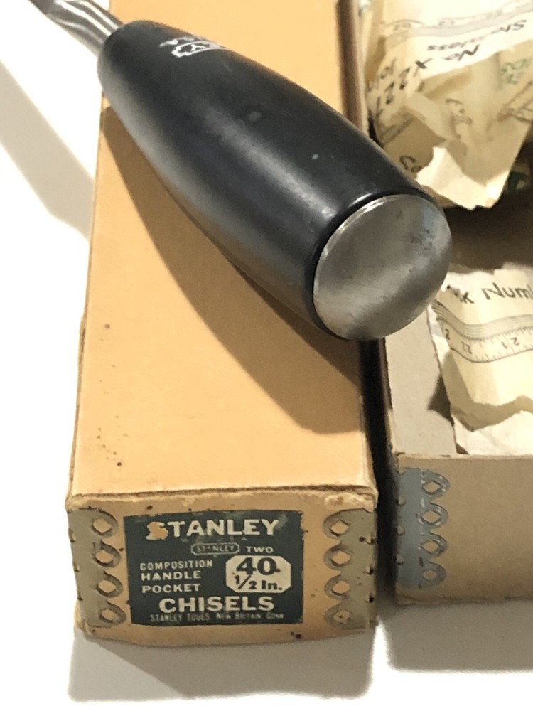 VTG Stanley No.40 Chisel 1/2”Cabinetmaker Tool NOS Rare Composition Handle NEW
