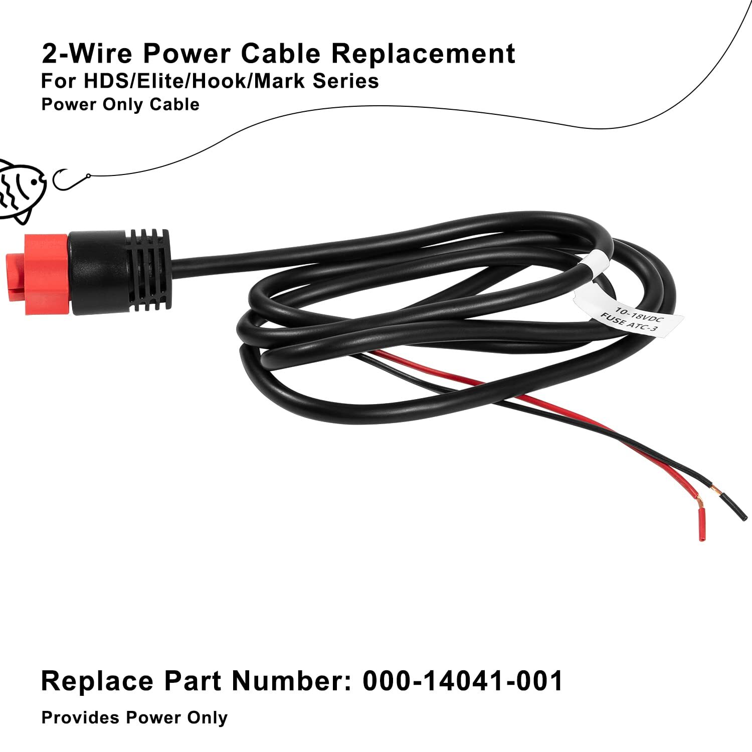 000-14041-001 HDS / Elite / Hook Power Cable 3 Foot, 2-Wire Power for Lowrance