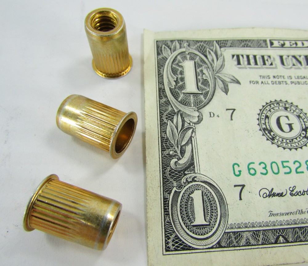 50 Rivet Nut 1/4-20 Threaded Zinc Plated Flat Head Rivnut Inserts Nutsert Steel