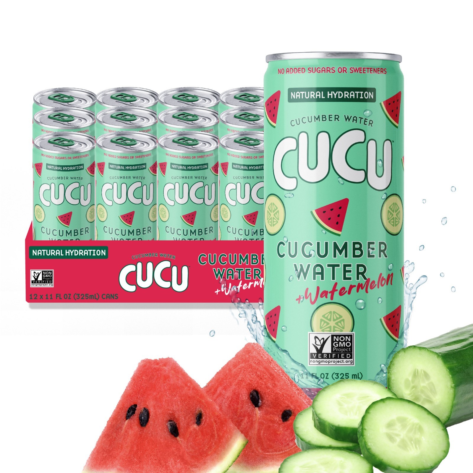 CUCU Cucumber Watermelon Water 12pk | Natural Hydration with Electrolytes