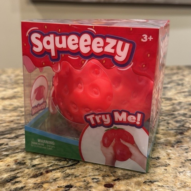 Sunny Days Squeezy Red Strawberry Stress Reliever Stretchable Pokeable Toy