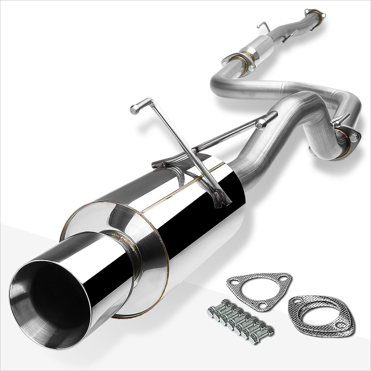 For 92-00 Honda Civic Coupe/Sedan 4" Rolled Tip Muffler Catback Exhaust System
