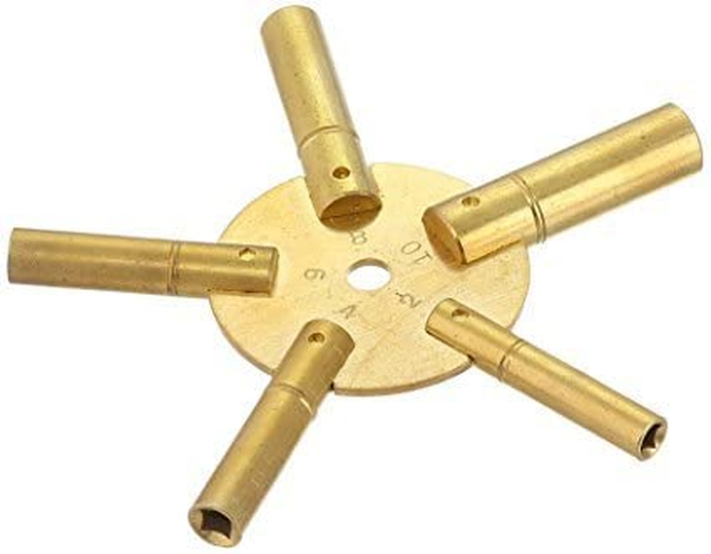 Brass Clock Key for Winding Clocks 5 Prong Even & ODD Numbers