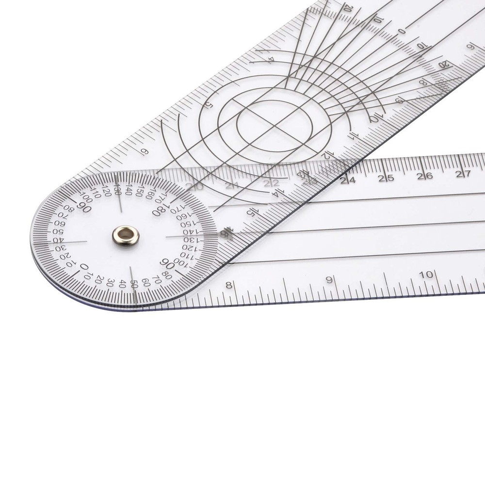Clear Plastic Goniometer Can Rotate 360 Degree 7'' Arms Quick Angle Protractor M