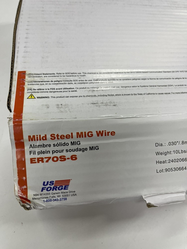 US Forge Welding Solid Mild Steel MIG Wire .030 10-Pound Spool #00664