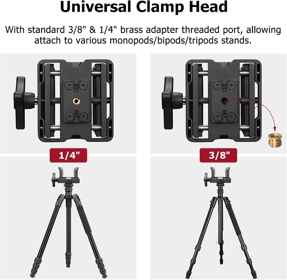 Lightweight Universal Clamp Head for Tripods & Monopods - Adjustable & Versatile