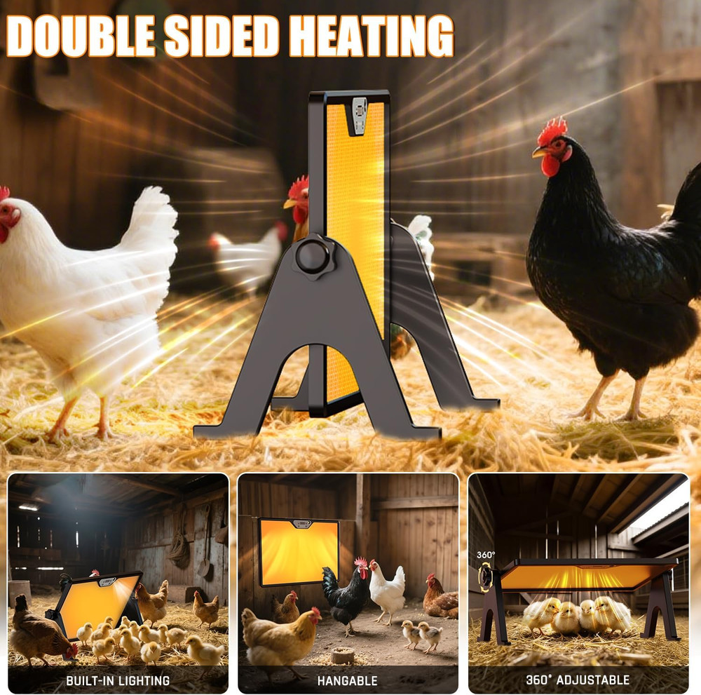 Brooder Plate for Chicks with Temp Control and Display,Dual-Sided Chicken Coop H