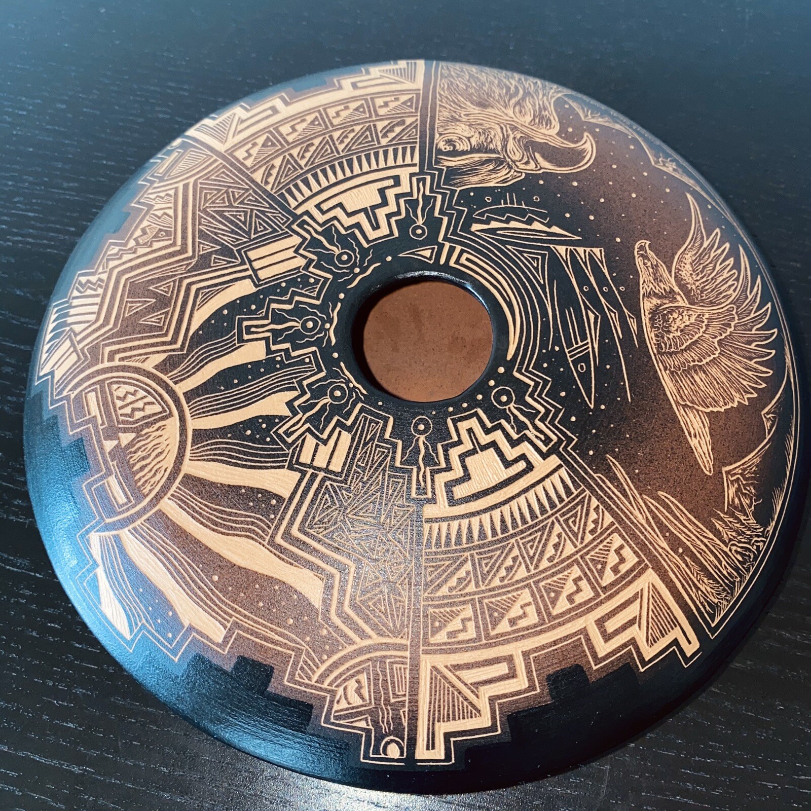 Reynold Begay Seed Pot Navajo Native American Hand Carved Sun Eagle Geometric