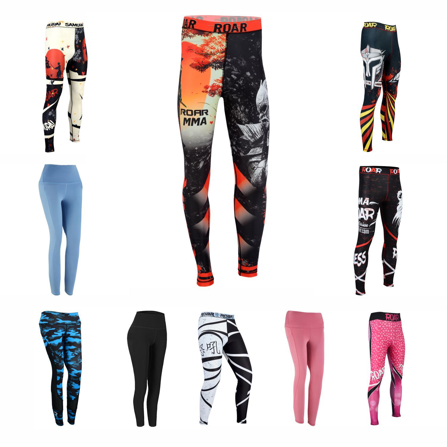 ROAR MMA Legging BJJ Athletic Spats Tights Compression Base Layer Sports Workout