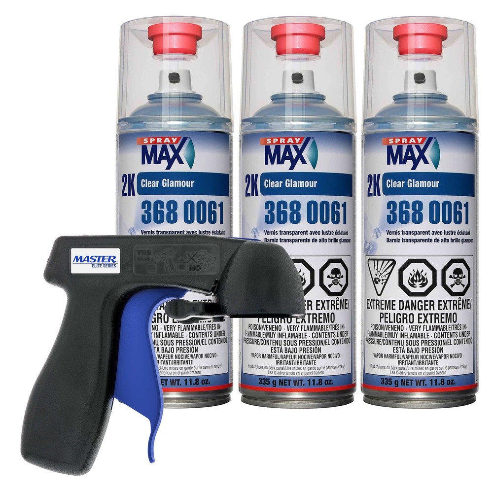SprayMax 2K Glamour High Gloss Clearcoat (3 pack) with Spray Can Trigger Handle