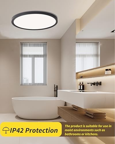 1Pack 20 Inch Large LED Flush Mount Ceiling Light, 20Inch-1Pack Black