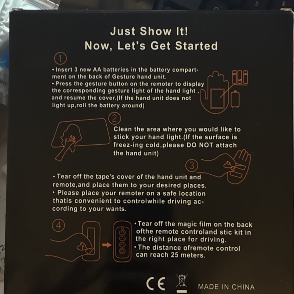 Fun Gesture LED Hand Sign Light Remote Controlled Car Window Gesture