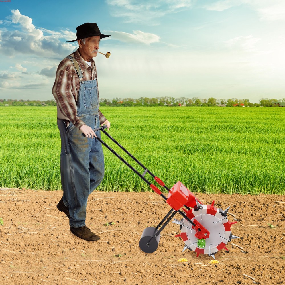 6-Nozzles Manual Seeding Machine Metal Precision Hand-push Effort-saving Seeder
