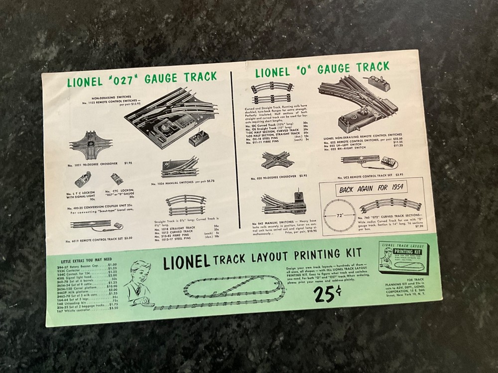 1954 Lionel Train Accessories Catalog