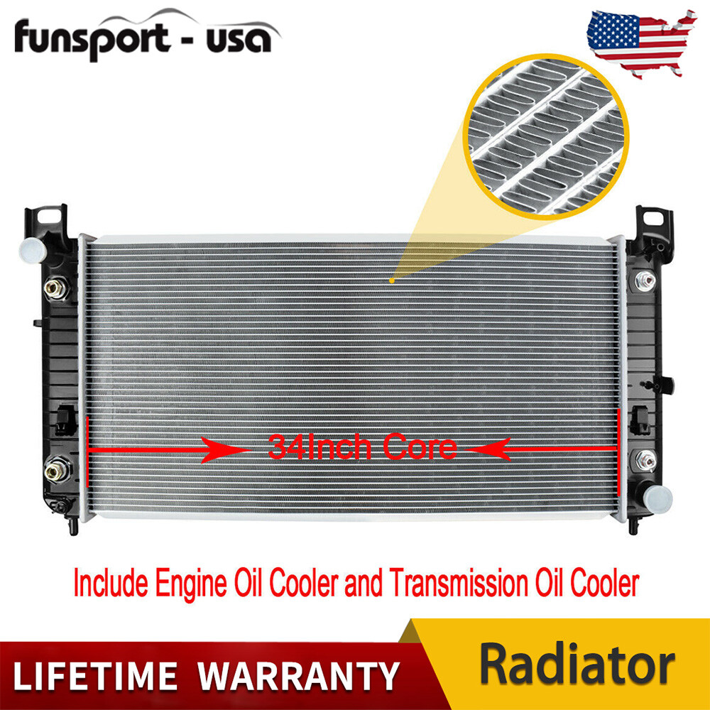 2370 34'' Radiator for For Chevy Silverado 1500 2500 Suburban Tahoe 4.8 5.3 6.0L