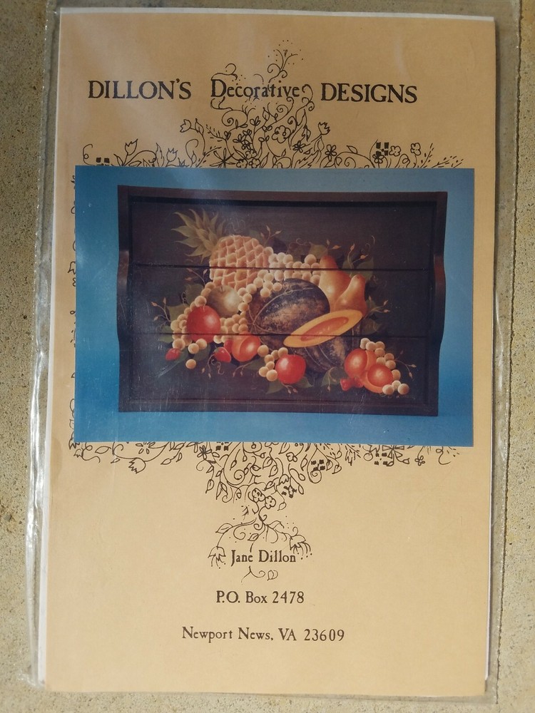 JANE DILLON 1990 FRUIT TRAY PINEAPPLE MELON PAINTING PATTERN PACK 4