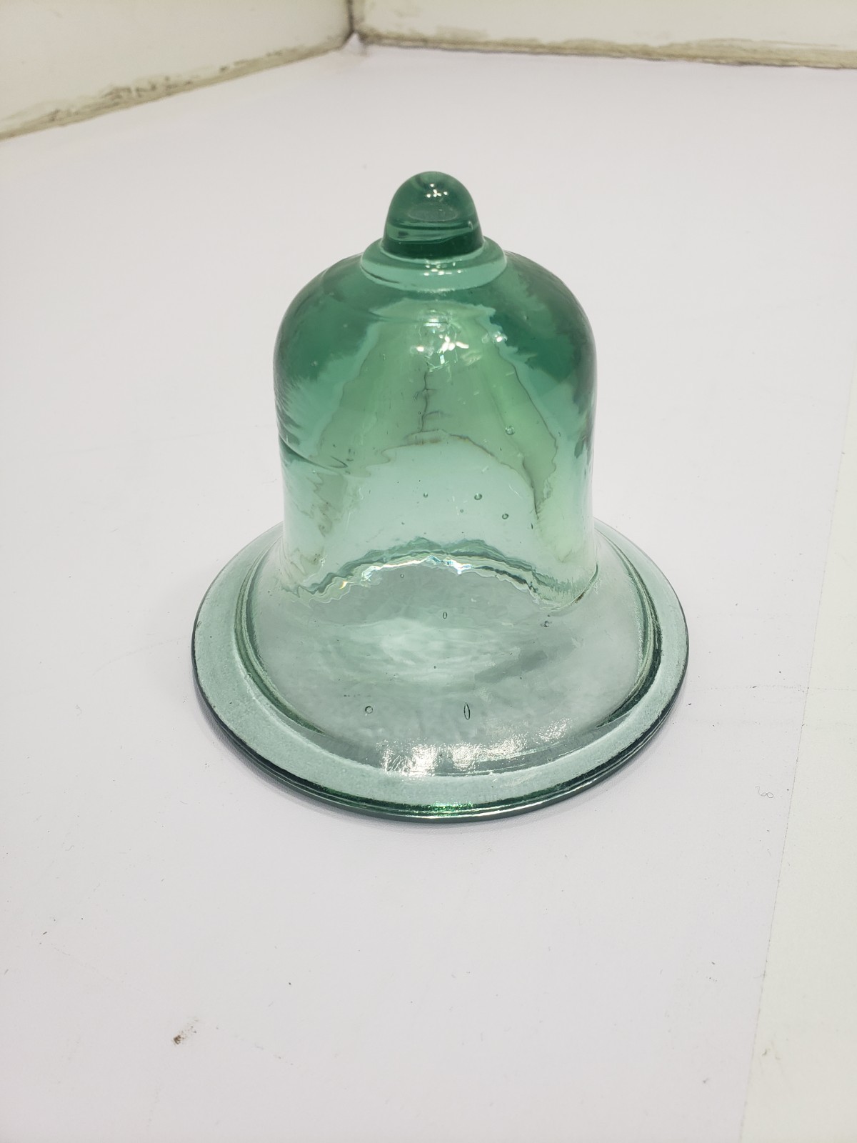 Vintage Small Cobalt Green Glass Garden Cloche French Bell 4 x 4