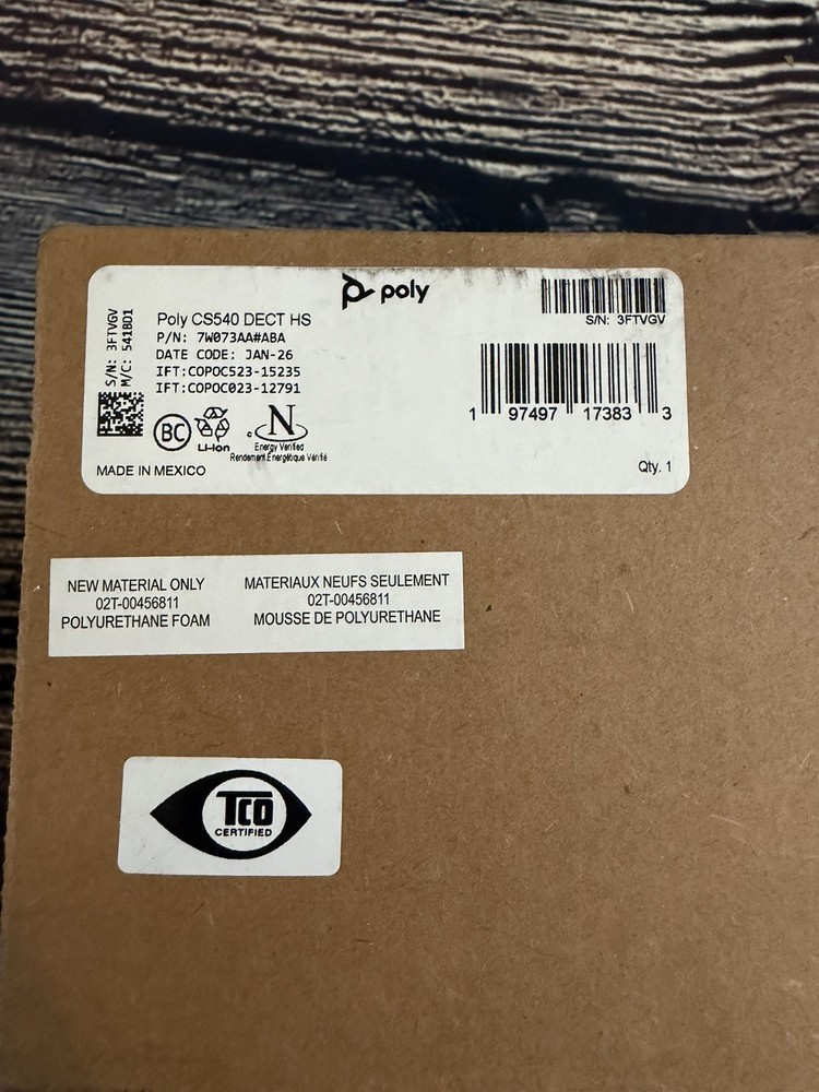 Plantronics Poly CS540 Wireless Headset System C054 DECT 6.0 New Open Box