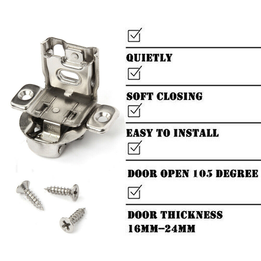 5 Pack 1/2" Overlay Soft Close Face Frame 105° Compact Cabinet Hinge Handware US