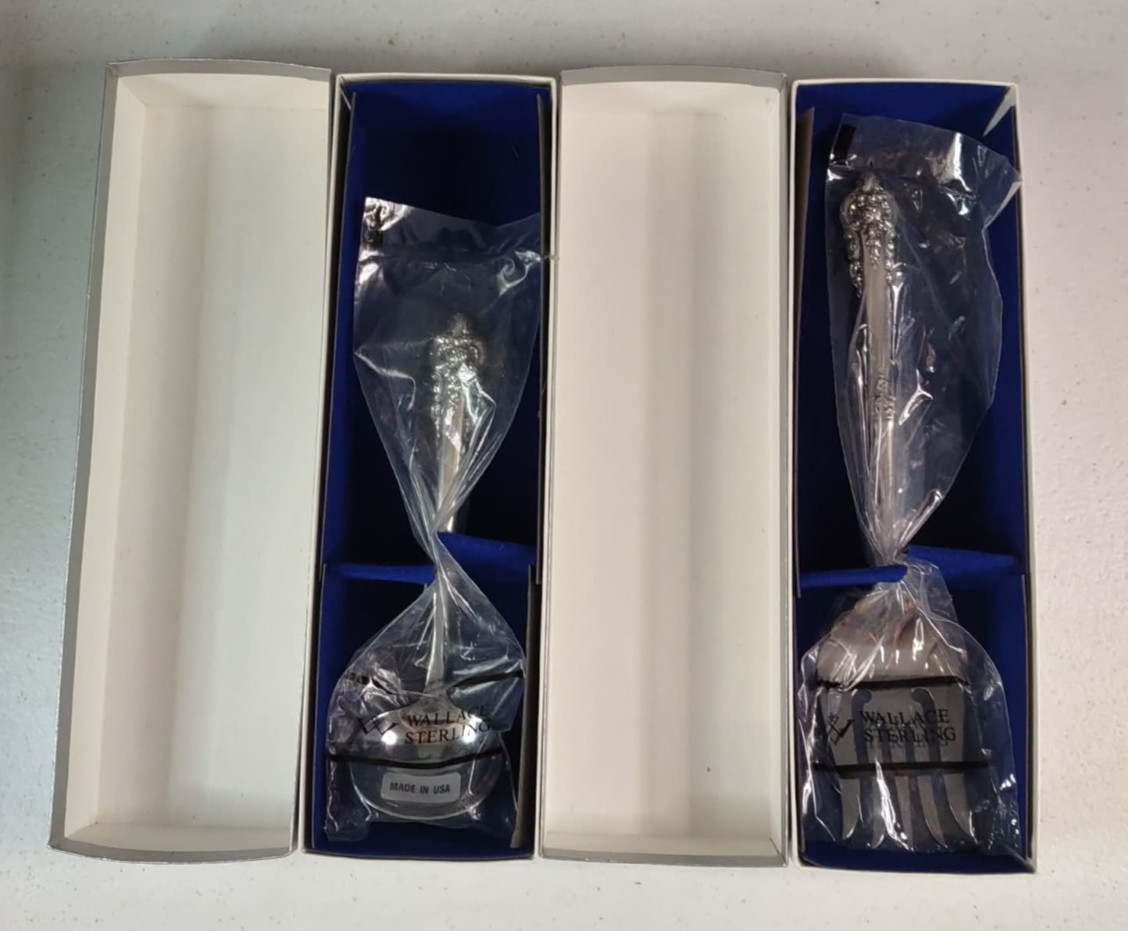 Wallace Silversmiths Grande Baroque Serving Fork & Ladle Spoon Sterling Handles
