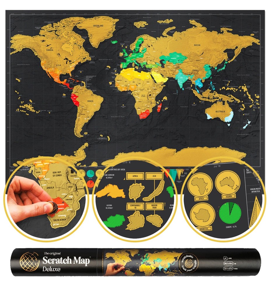 Luckies Scratch Map - Scratch Off World Map - Scratchable Travel Maps - Rub O...