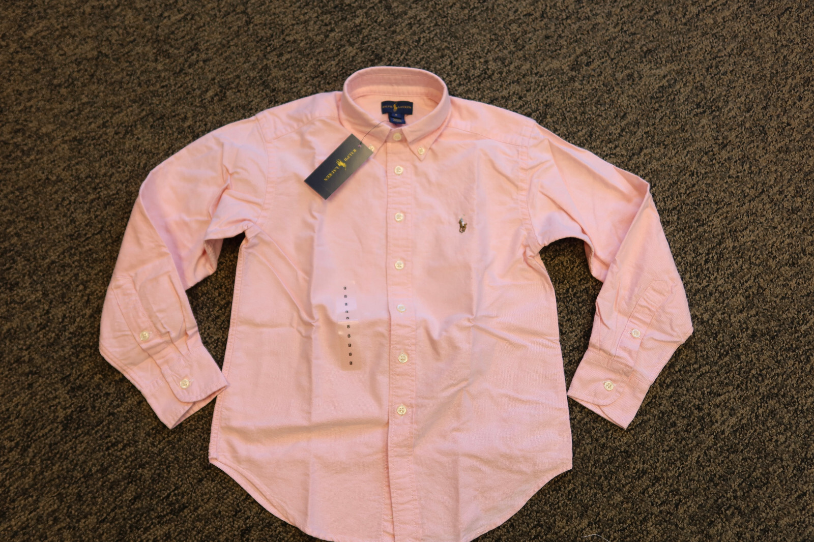 New Ralph Lauren Boys Button Down Shirt / Oxford - Size 8 - PINK